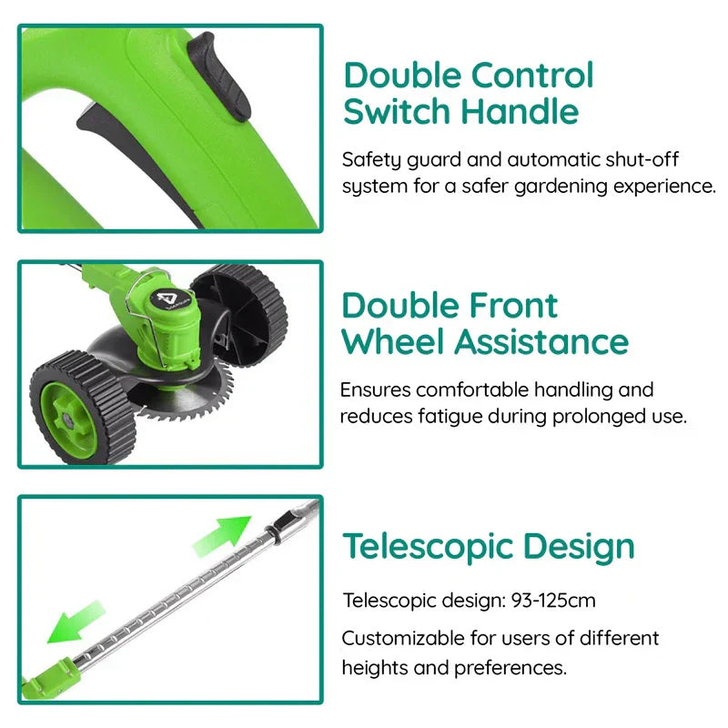 24V Cordless Grass Cutter with Telescopic Handle and Three Blades