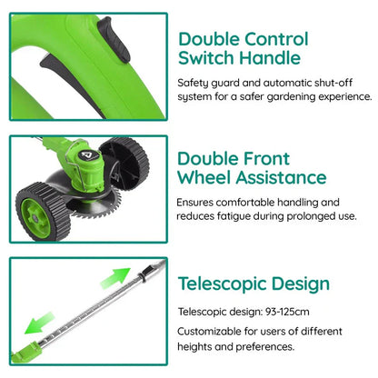24V Cordless Grass Cutter with Telescopic Handle and Three Blades