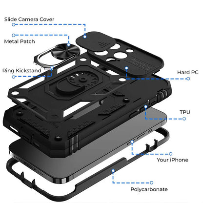 Durable Phone Case with Kickstand & Privacy Camera Shield