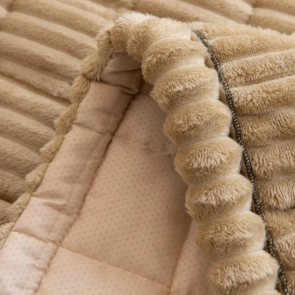Textured Sofa Slipcover with Pleated Edges