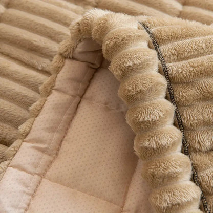 Textured Sofa Slipcover with Pleated Edges