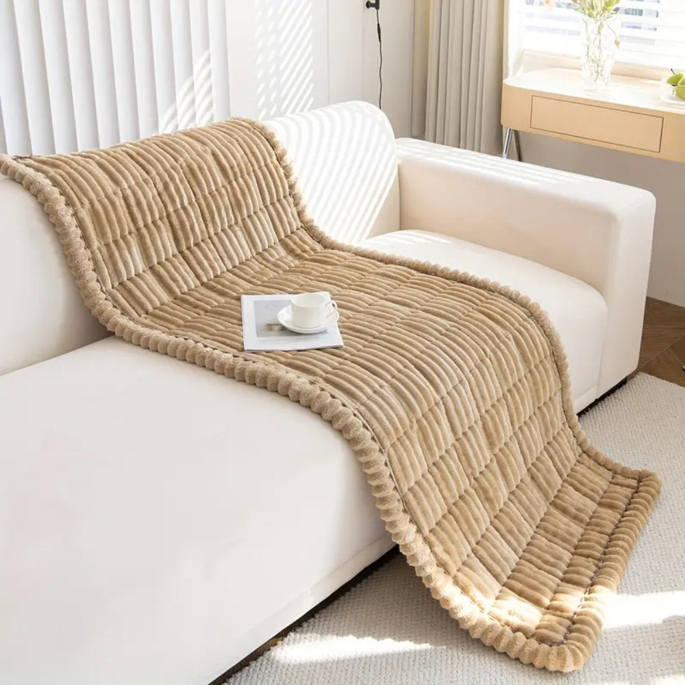 Textured Sofa Slipcover with Pleated Edges