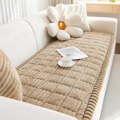 Textured Sofa Slipcover with Pleated Edges