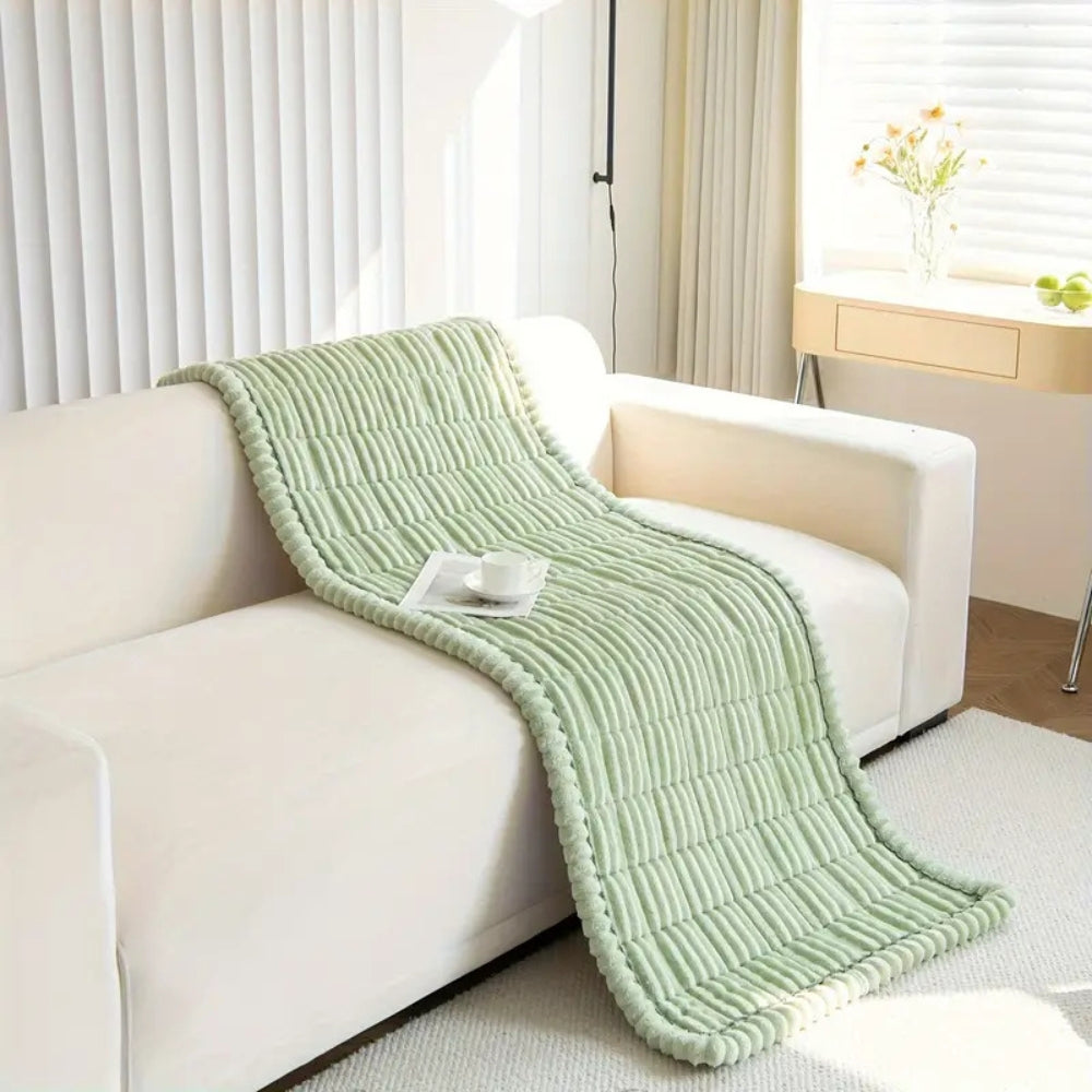 Textured Sofa Slipcover with Pleated Edges