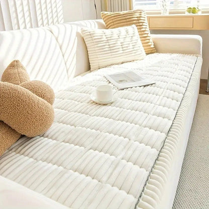 Textured Sofa Slipcover with Pleated Edges