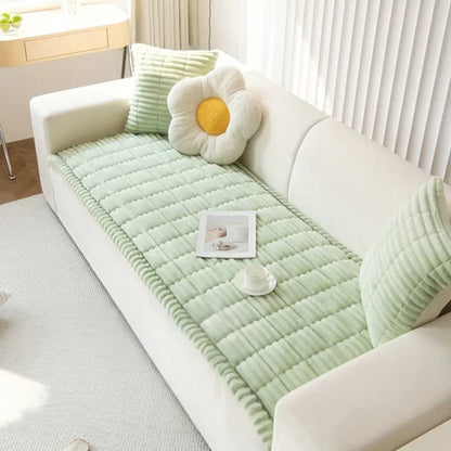 Textured Sofa Slipcover with Pleated Edges