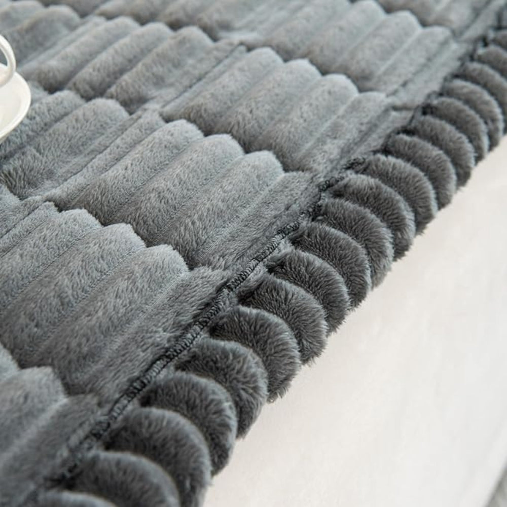 Textured Sofa Slipcover with Pleated Edges