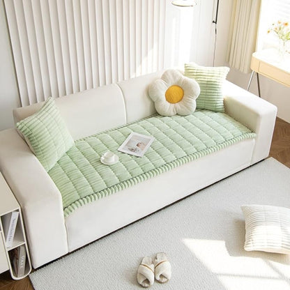 Textured Sofa Slipcover with Pleated Edges