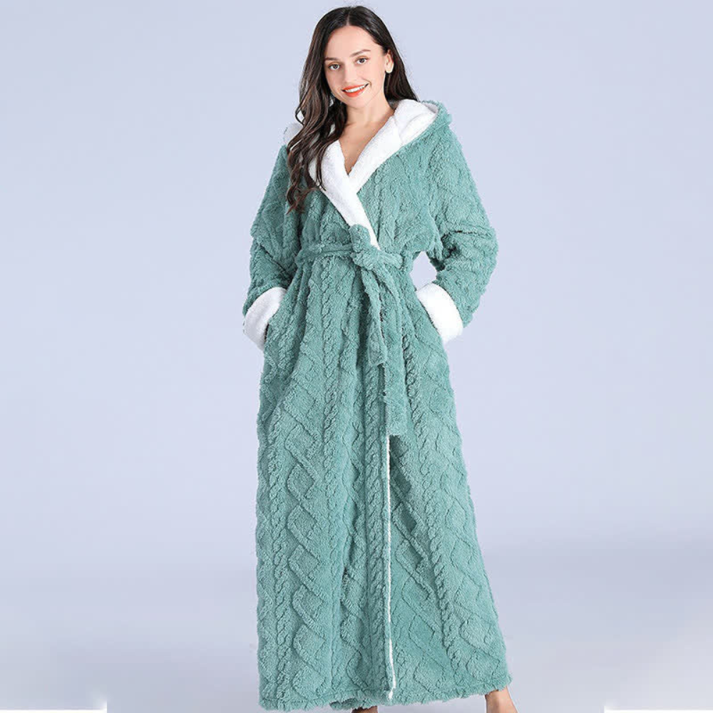 Soft Bathrobe with Hood – Cozy Plush Long Robe for Relaxation