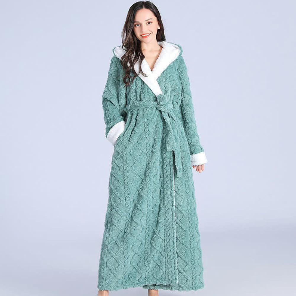 Soft Bathrobe with Hood – Cozy Plush Long Robe for Relaxation