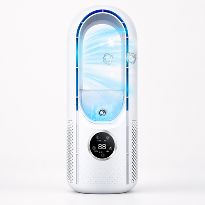 Compact Bladeless Cooling Fan – Portable Air Conditioner with Quiet Function