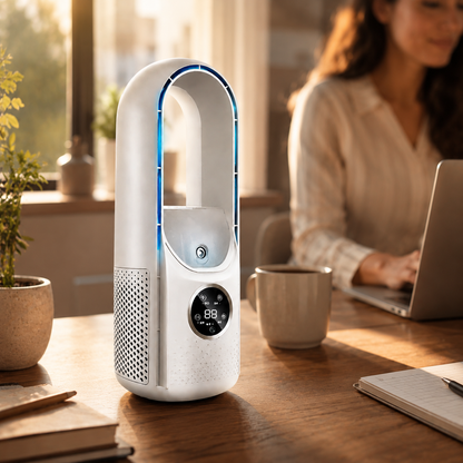 Bladeless Tower Fan – Compact Personal Cooling Device with Sleep Function