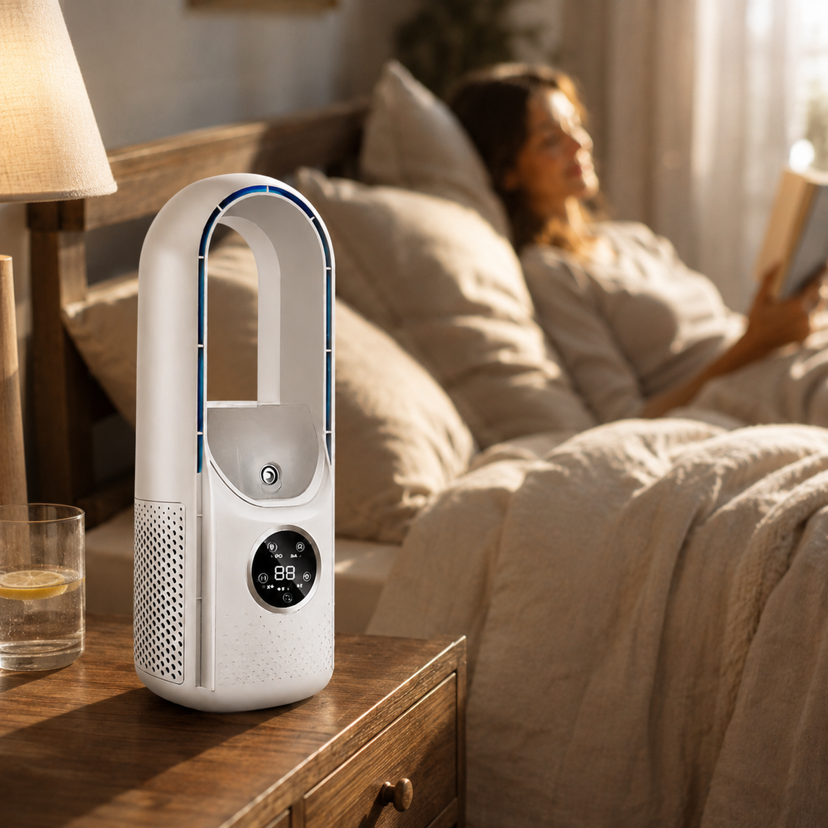 Bladeless Tower Fan – Compact Personal Cooling Device with Sleep Function