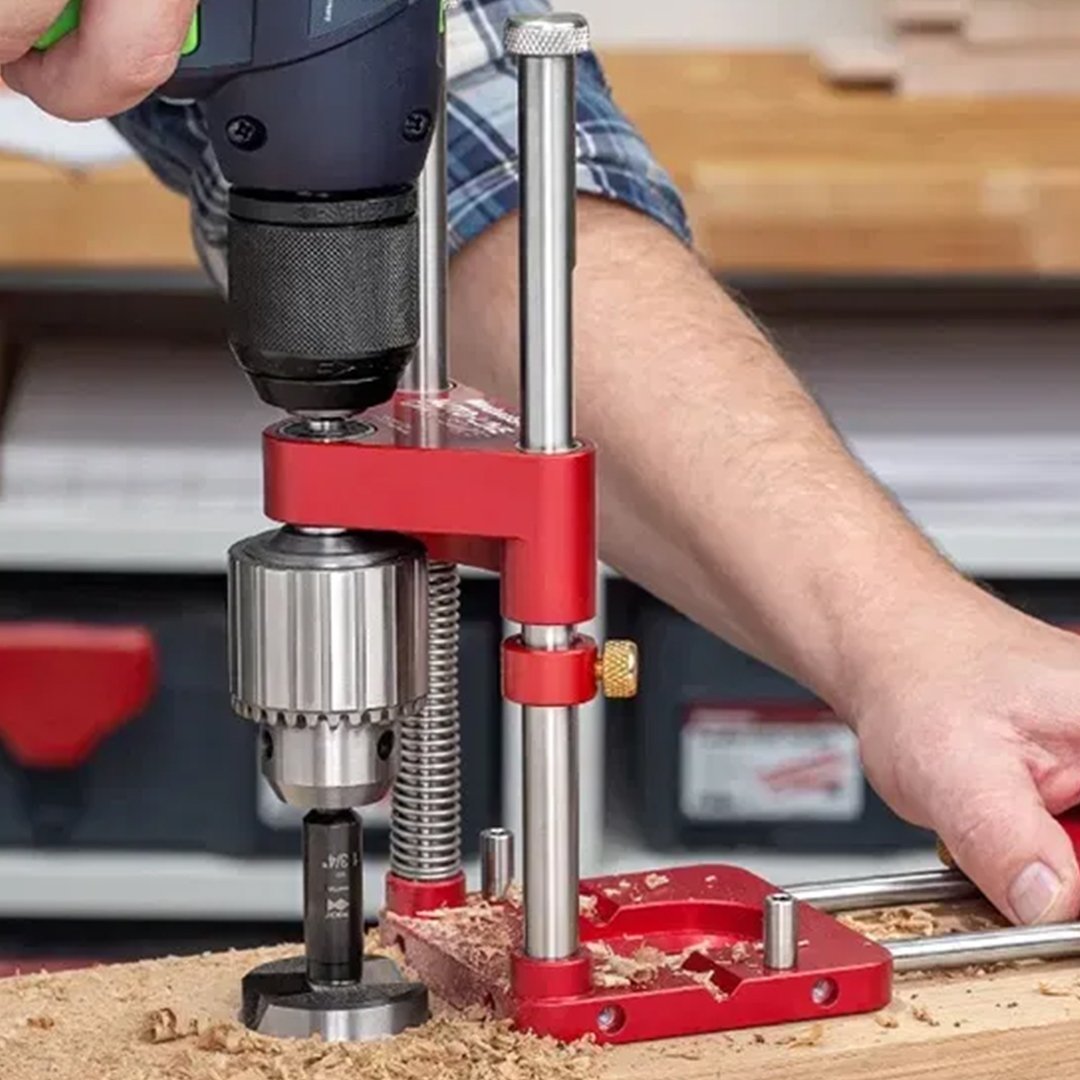 Adjustable Depth Stop Drill Guide Jig – Portable Precision Tool for Woodworking