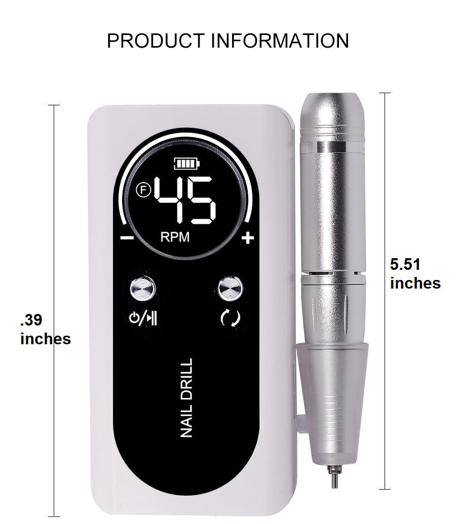 Electric Nail Grinder with 45000RPM Motor – Quiet Design for Easy Manicure