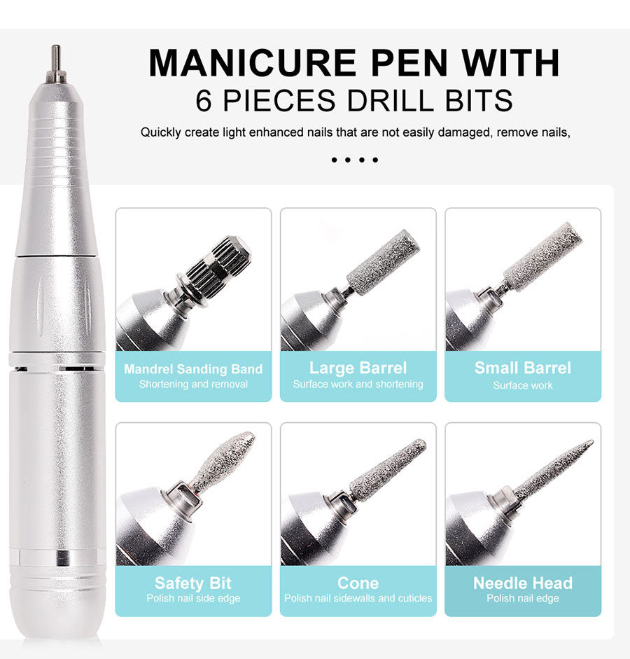 Electric Nail Grinder with 45000RPM Motor – Quiet Design for Easy Manicure