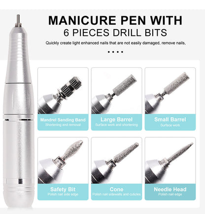 Electric Nail Grinder with 45000RPM Motor – Quiet Design for Easy Manicure