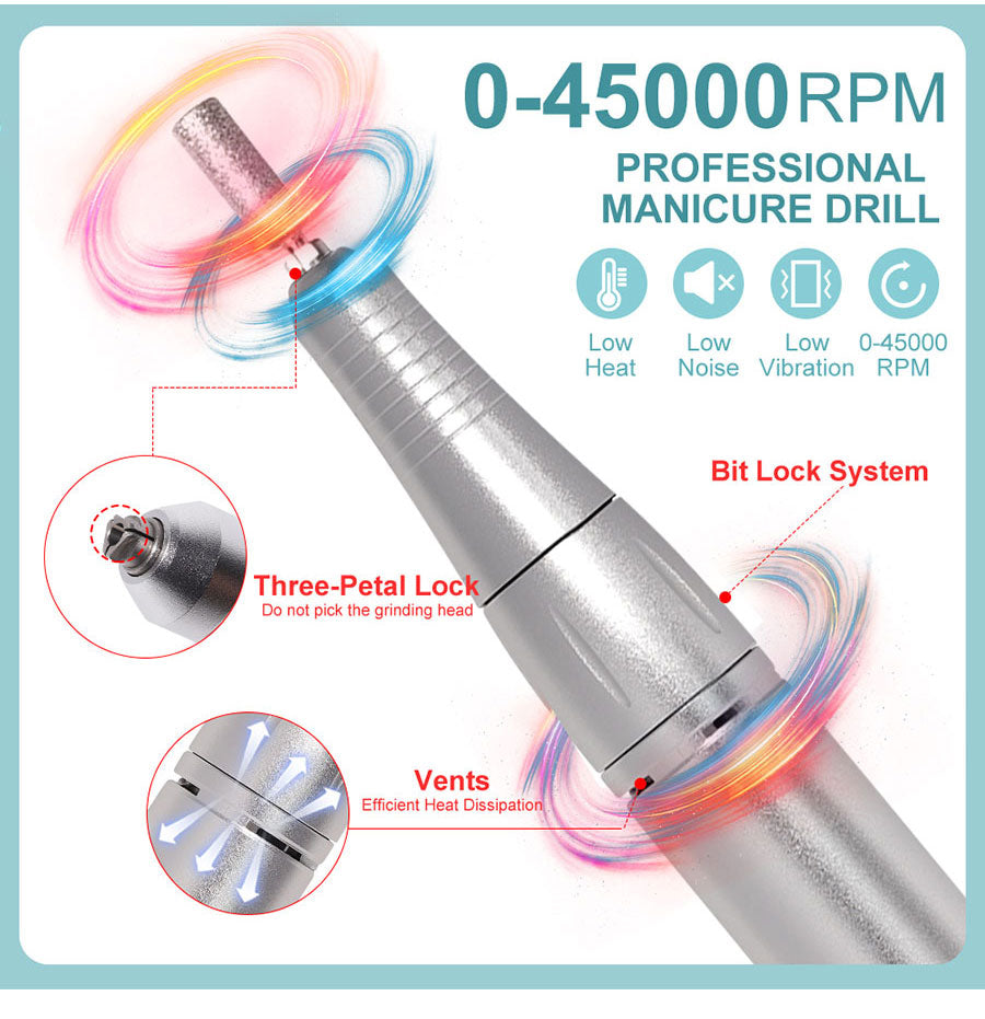 Electric Nail Grinder with 45000RPM Motor – Quiet Design for Easy Manicure
