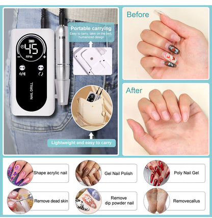 Electric Nail Grinder with 45000RPM Motor – Quiet Design for Easy Manicure