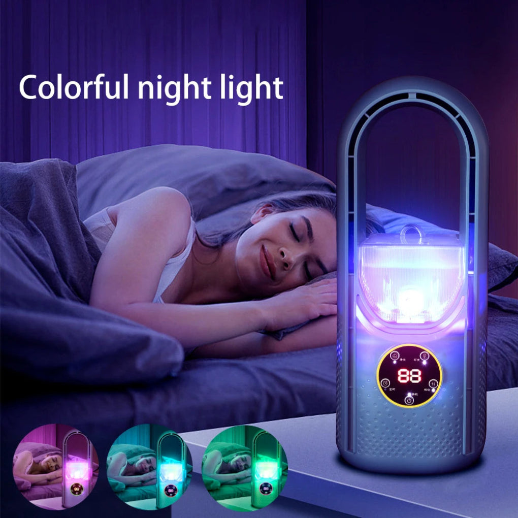 Bladeless Personal Fan with Adjustable Airflow and LED Screen - Quiet Portable Cooling for Home and Travel