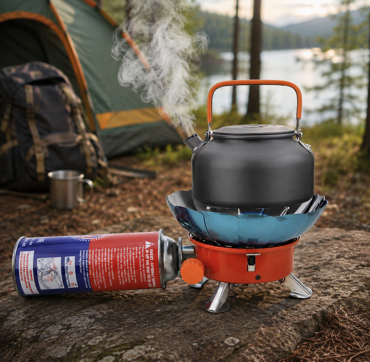 Portable Gas Stove with 2800W Burner, Windproof and Foldable for Camping, Includes Storage Bag