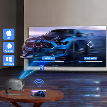 Compact 4K Wireless Projector with Bluetooth and WiFi for Home Use