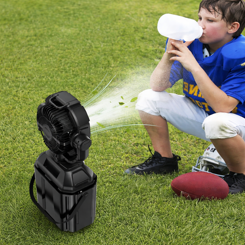 4-in-1 Outdoor Fan with 6L Water Tank – Portable Mist Cooling