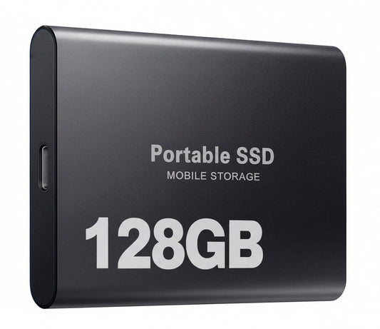 128GB External Portable SSD – Compact High-Speed Hard Drive for Files