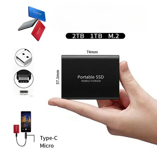 128GB External Portable SSD – Compact High-Speed Hard Drive for Files