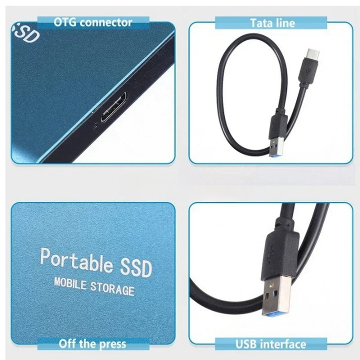 128GB External Portable SSD – Compact High-Speed Hard Drive for Files