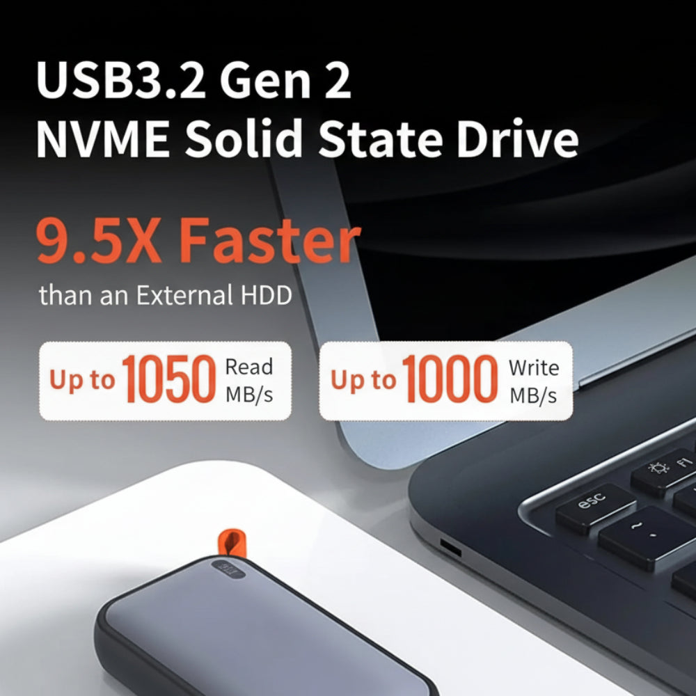 512GB External Portable SSD – Compact Hard Drive with 1050MB/s Speed