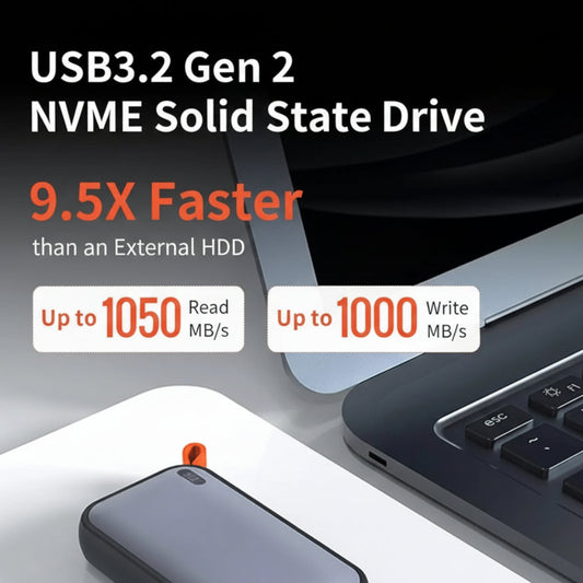 512GB External Portable SSD – Compact Hard Drive with 1050MB/s Speed