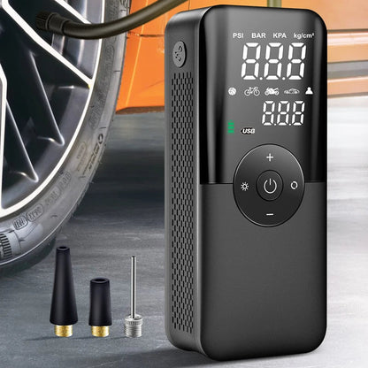 Rechargeable Air Compressor with LED Screen – Portable Tire Inflator for Cars, Bicycles & Sports Gear
