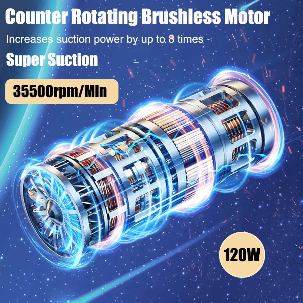 Cordless Car Vacuum with 95,000PA Suction Power | Compact for Easy Cleaning