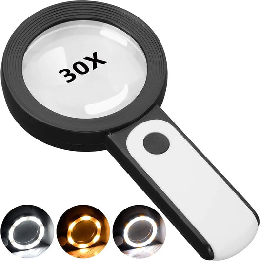 30x LED Magnifying Glass for Detailed Observation and Precision Viewing