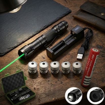 High-Power Green Laser Pointer - Rechargeable with Long-Range Visibility