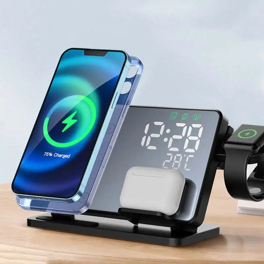 3-in-1 Wireless Charger with Fast Charging and Alarm Clock for Apple