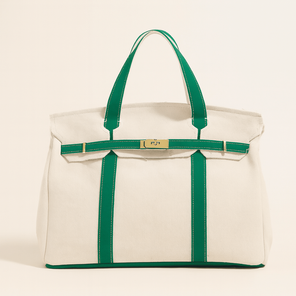 Stylish Canvas Tote Bag with Reinforced Steel Details – Versatile Shopper for Daily Use