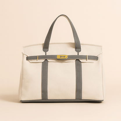 Stylish Canvas Tote Bag with Reinforced Steel Details – Versatile Shopper for Daily Use