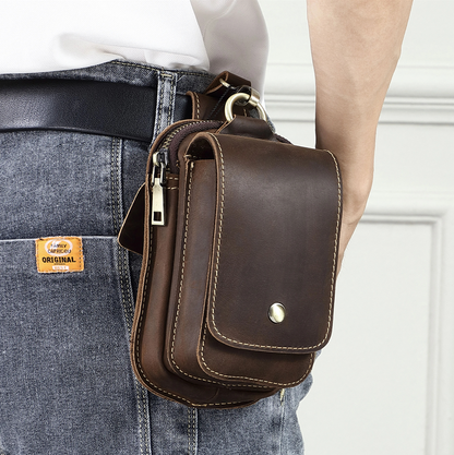 Adjustable Strap Leather Waist Bag for Men | Durable and Stylish Storage