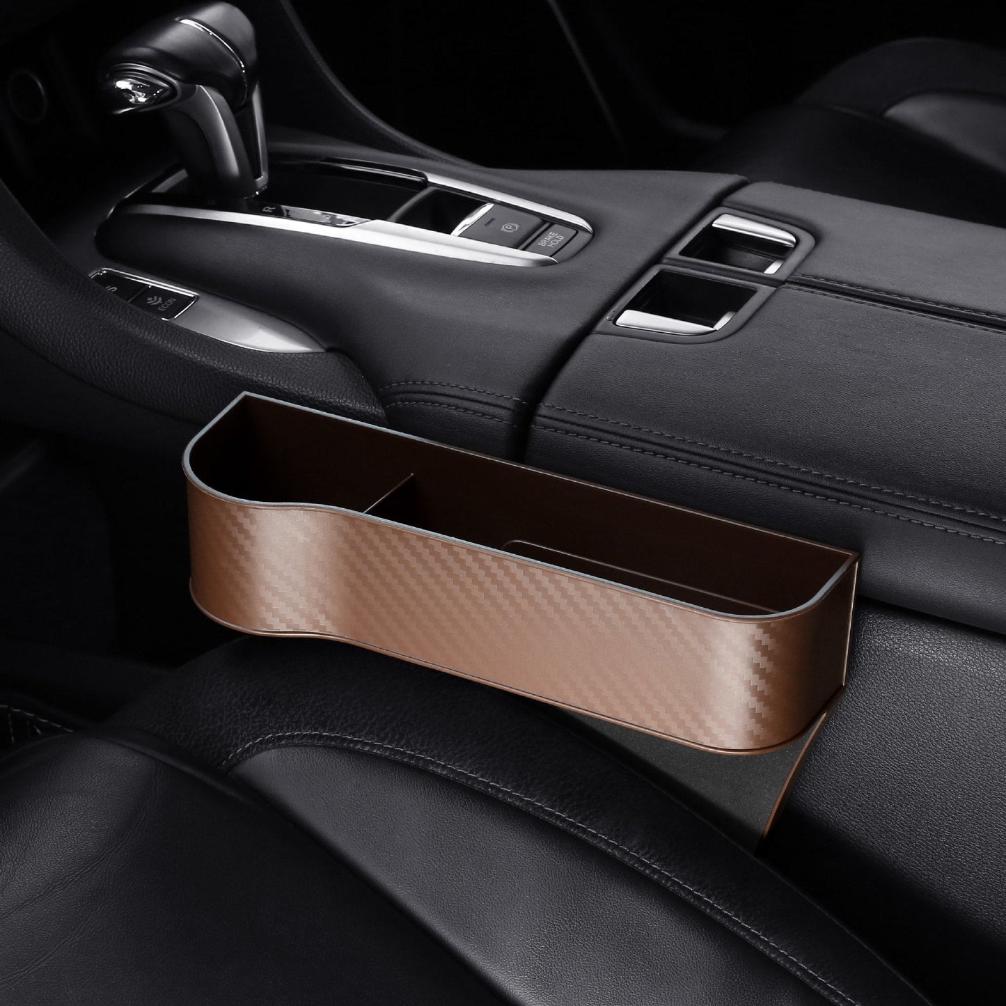 Car Seat Organizer with Cup Holder and Gap Prevention – Leather Storage Solution