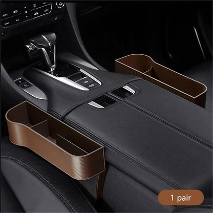 Car Seat Organizer with Cup Holder and Gap Prevention – Leather Storage Solution