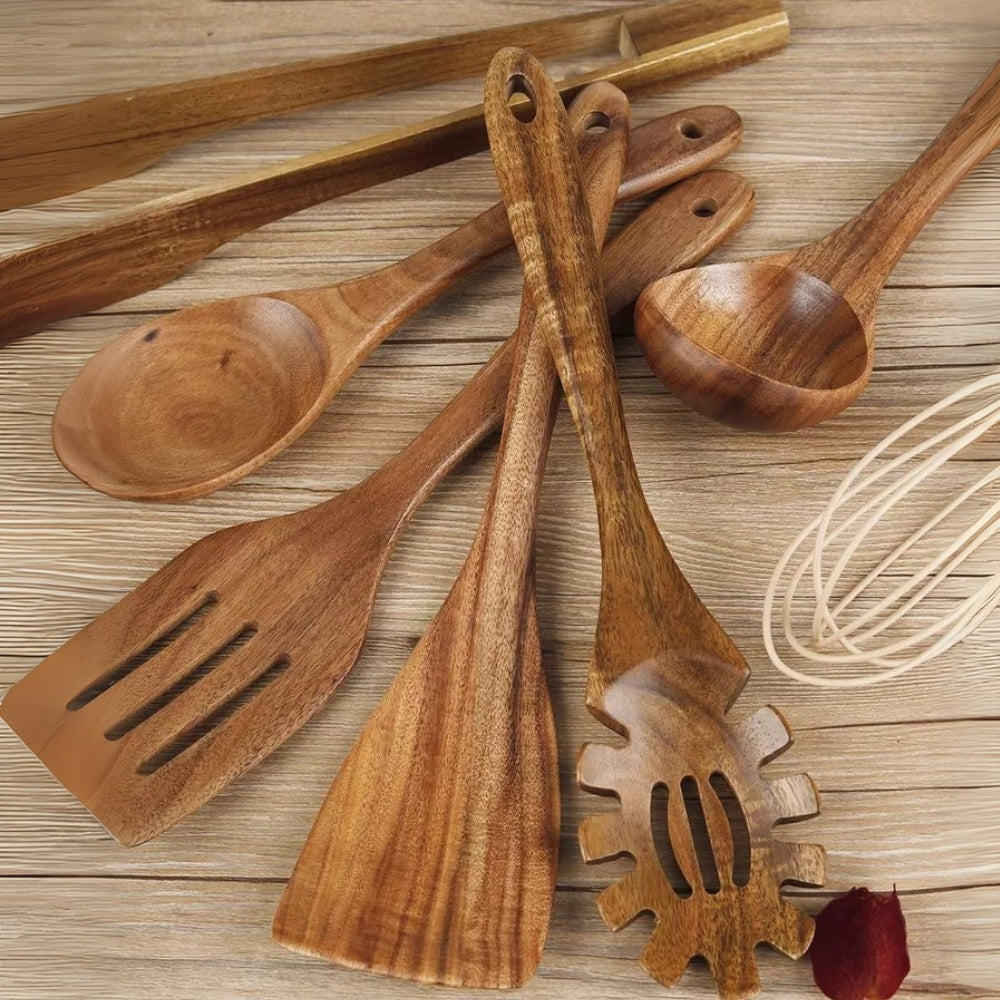 Set of Wooden Cooking Tools for Kitchen Use