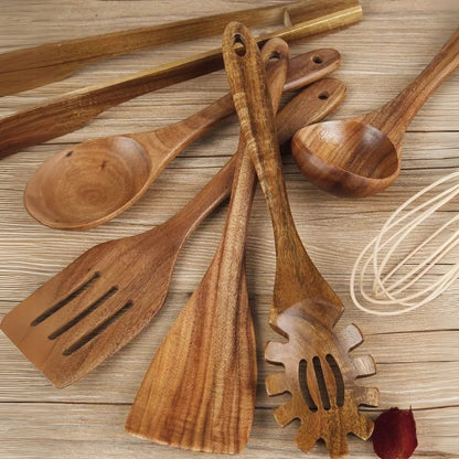 Set of Wooden Cooking Tools for Kitchen Use
