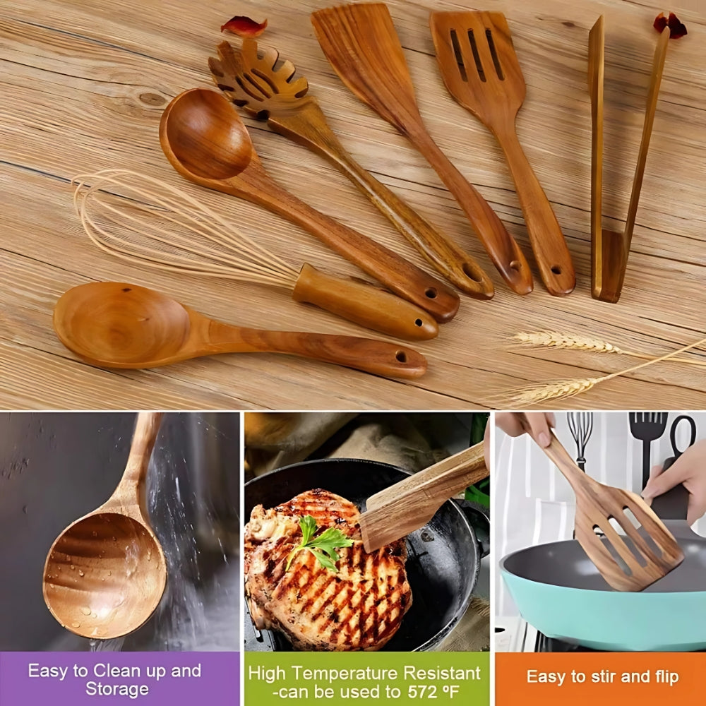 Set of Wooden Cooking Tools for Kitchen Use