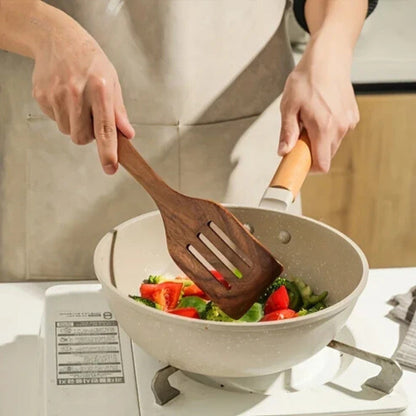 Durable Wooden Utensil Set – 7 Essential Cooking Tools for Kitchens