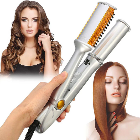 2-in-1 Rotating Hair Styler and Brush with Adjustable Temperature Settings