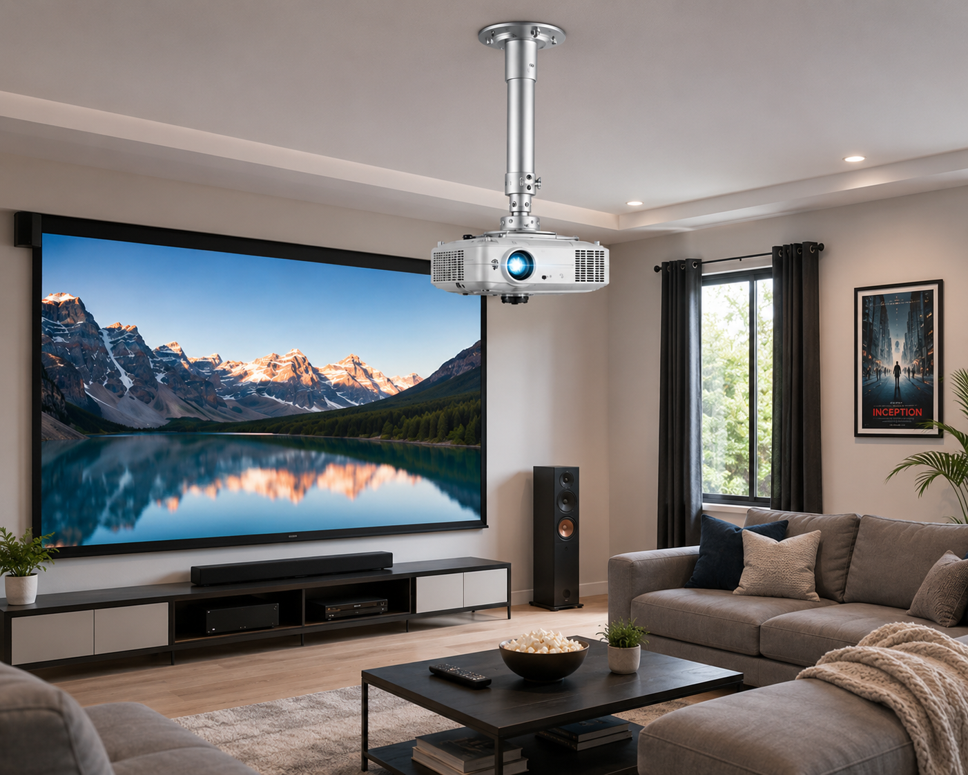 Ceiling Mount Kit for Projectors – Aluminum Bracket with 360° Tilt, Supports 11 lb