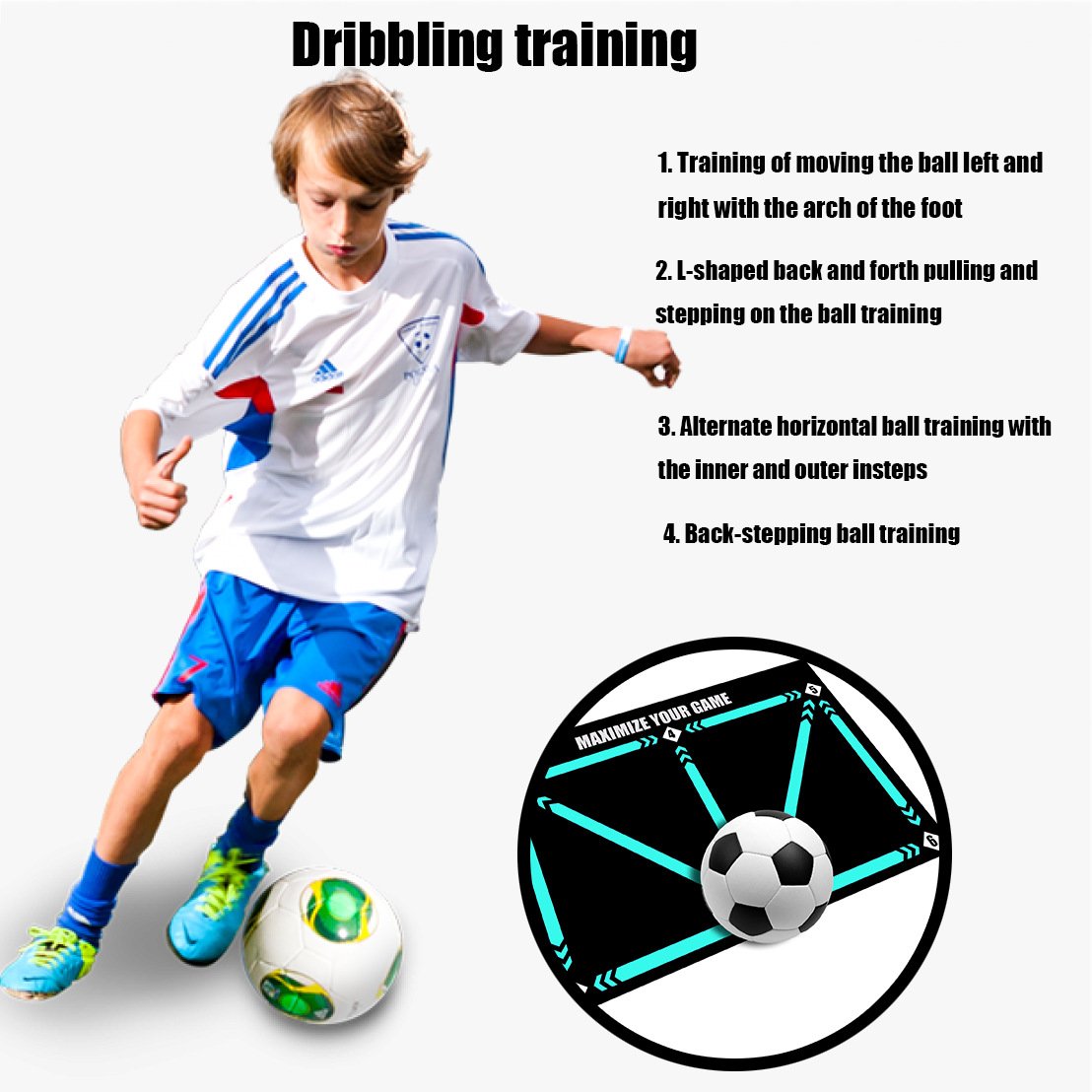 Ultimate Soccer Skill Mat with Numbered Grid & Juggling Cord