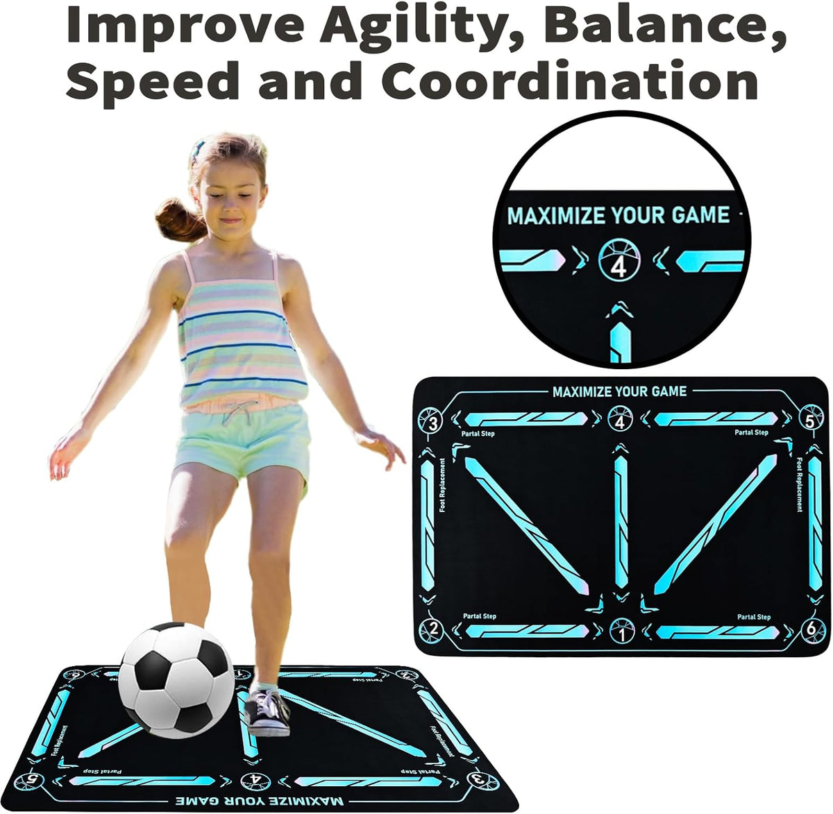 Ultimate Soccer Skill Mat with Numbered Grid & Juggling Cord